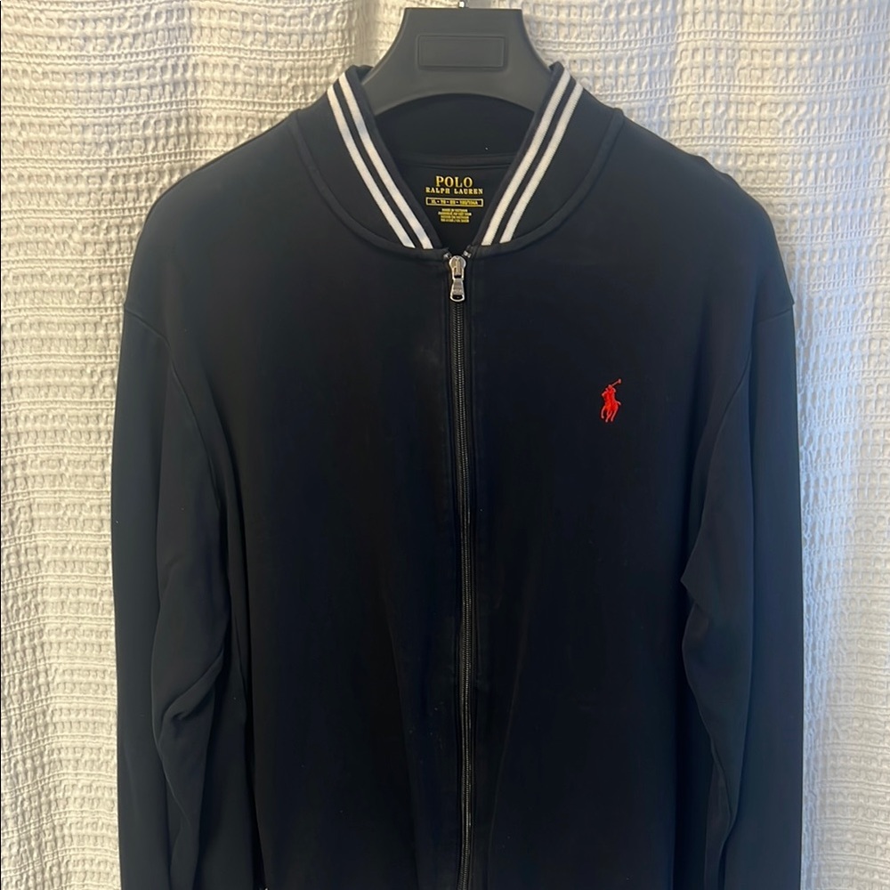 Polo Ralph Lauren Black Track Jacket with Red Logo